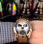 High Quality Copy Corum Bubble Skull Face Rose Gold Wristwatch